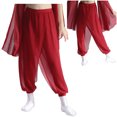 thumbnail image 1 of iixpin Belly Dance Harem Pants for Girls Classic Tribal Arabic Princess Halloween Trousers Palazzo Bloomers Burgundy 14, 1 of 7