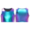 thumbnail image 1 of iixpin Big Girls Shiny Metallic Camisole Tank Tops Jazz Hip Hop Dance Costume Party Fancy Vest Tee Blue 2-6, 1 of 7