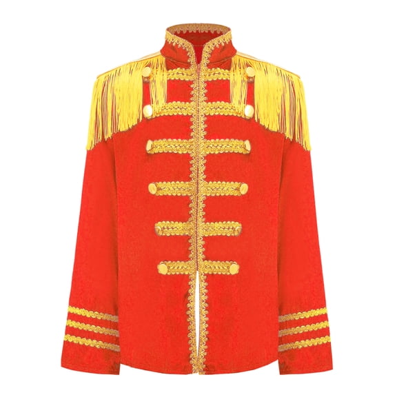 iixpin Child Girls Boys 70s Rock Star Dance Coat Sergeant Pepper Tassel Tailcoat Uniform Red 10