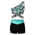 thumbnail image 1 of iixpin Girls 2 Pcs Tankini Swimwear Rash Guard Swimsuit One Shoulder Printed Crop Top And Shorts Set Lily&Lake Green 4, 1 of 7