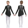 thumbnail image 1 of iixpin Girls Gymnastics Leotard Dress Irregular Figure Ice Skating Dresses Outfit Lyrical Ballet Dancewear Black 14, 1 of 6