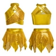 thumbnail image 1 of iixpin Girls' Jazz Hip Hop Dance Performance Costume Tank Top with Pleated Skirt Sparkly Dancing Clothing Set Gold 16, 1 of 6