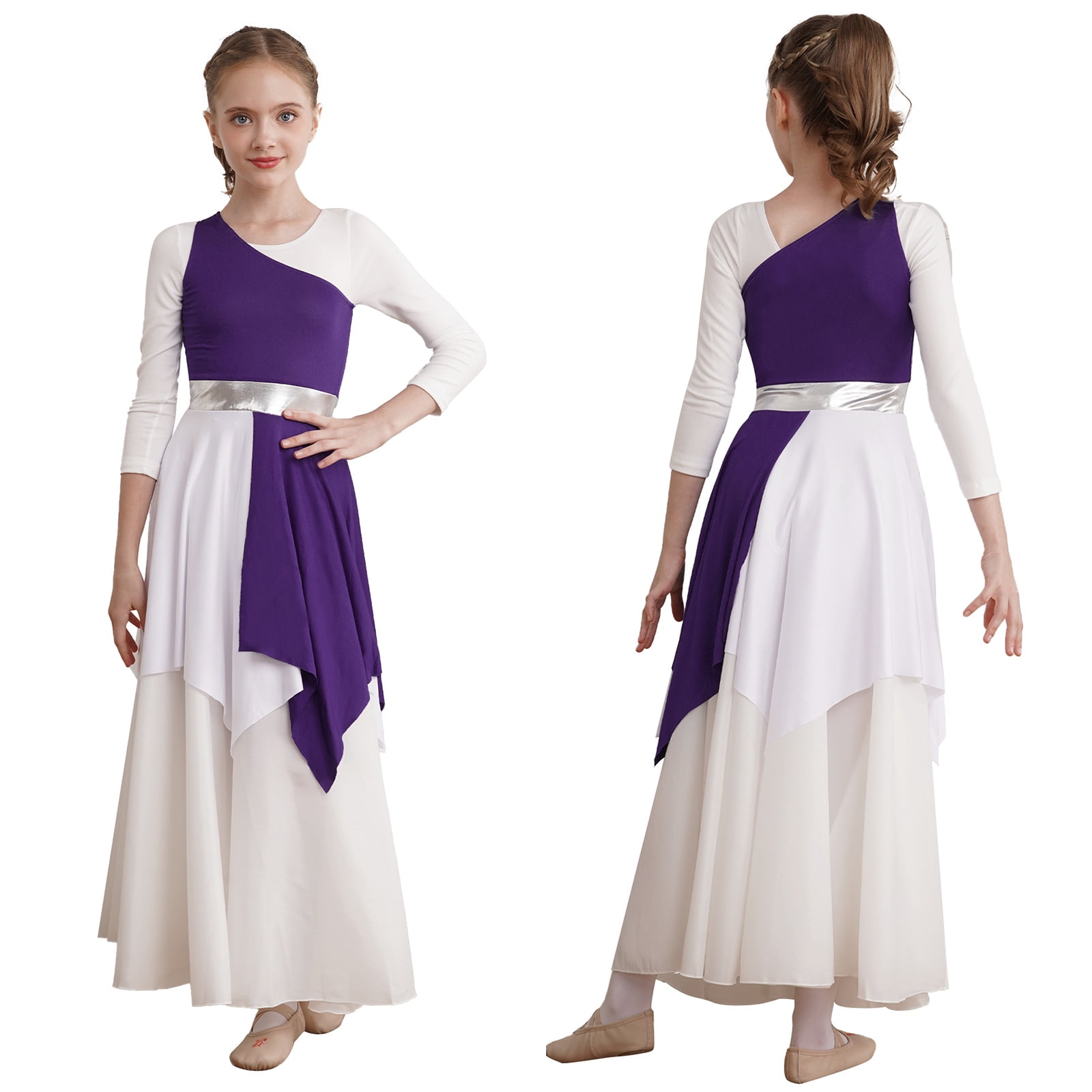 Zaldita Women Liturgical Praise Dance Tunic Church Worship Dance Overlays Dark Purple Xxl - View #10