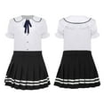 thumbnail image 1 of iixpin Girls' School Uniform Pleated Skirt Set Classic Japanese Anime School Girls Sailor Dress Shirts Student Suit Black 15-16, 1 of 7