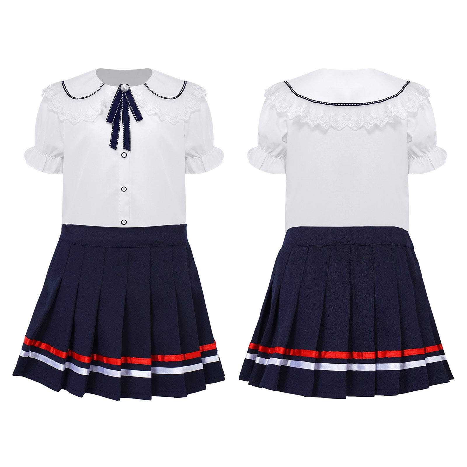【愛】andwang Uniform Pleated Onepiece iixpin Girls' School Uniform Pleated Skirt Set Classic Japanese