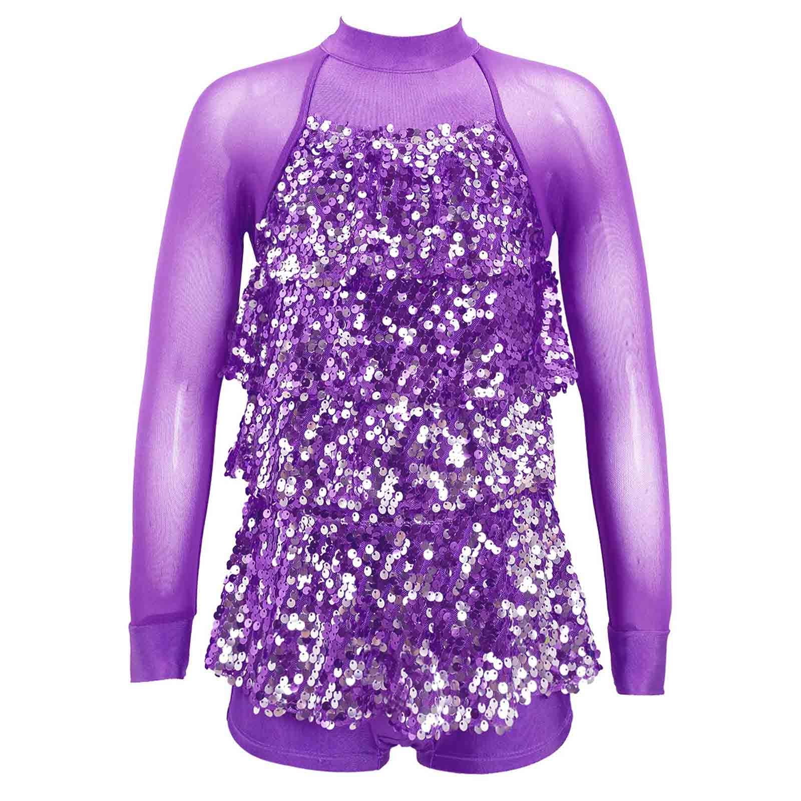 Renvena Kids Girls Sequins Hip-Hop Jazz Latin Dance Unitard Ballet