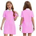thumbnail image 1 of iixpin Girls Short Dress Collar Skater Tunic Causal Cute School Uniform Kids Party Dress for Summer Pink 8, 1 of 6