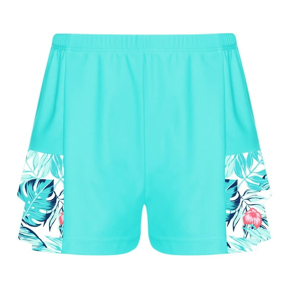 iixpin Girls Solid Ruffles Side Swim Shorts Loose Fit Trunks Boardshorts Running Jogging Sports Underpants Summer Hot Bottoms Black 16