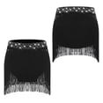 thumbnail image 1 of iixpin Girls Tassel Ballroom Dance Skirt Mini Fringe Dresses Latin Tango Salsa Rumba Performance Dancewear Black 8, 1 of 4
