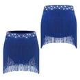 thumbnail image 1 of iixpin Girls Tassel Ballroom Dance Skirt Mini Fringe Dresses Latin Tango Salsa Rumba Performance Dancewear Blue 16, 1 of 4