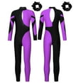 thumbnail image 1 of iixpin Girls Unitards Gymnastics Full Body Ballet Leotards Figure Ice Skating Jumpsuit One Piece Dance Bodysuit Purple&Black 6, 1 of 6