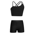 thumbnail image 1 of iixpin Girls Yoga Outfit 2pcs Crop Top and Track Shorts Set Athletic Workout Street Dance Outfit Black XXL, 1 of 5
