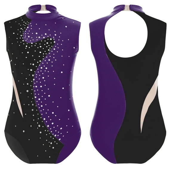 iixpin Gymnastics Leotards for Girls Dance Unitards Biketards Practice Outfit Ballet Dancewear Figure Skating Jumpsuit Purple 10
