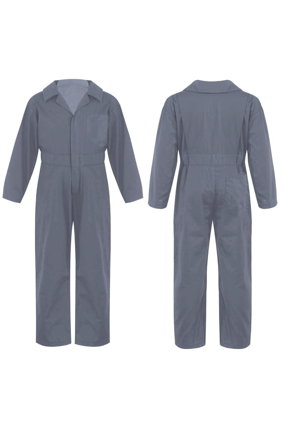 Kid Boys Coverall Jumpsuit Mechanic Boiler Suit Flightsuit Uniform Outfits Carnival Party Halloween Costume Grey 10