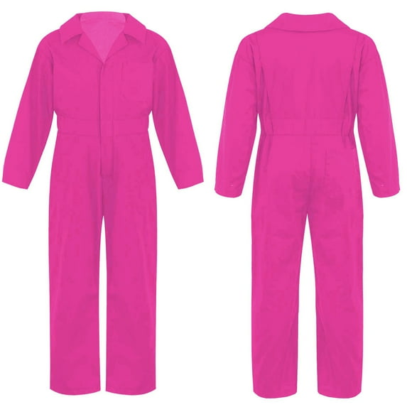 iixpin Kid Boys Coverall Jumpsuit Mechanic Boiler Suit Flightsuit Uniform Outfits Carnival Party Halloween Costume Hot Pink 14