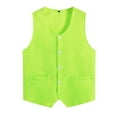 thumbnail image 1 of iixpin Kids Boys Girls Volunteers Activities Uniform Workwear Solid Color Volunteer Activities Vest Fluorescent Green 15-16, 1 of 3
