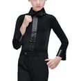 thumbnail image 1 of iixpin Kids Boys Latin Ballroom Dance Leotard Shirt Long Sleeve Bodysuit with Bow Tie Modern Salsa Tango Dancwear Black 180, 1 of 7