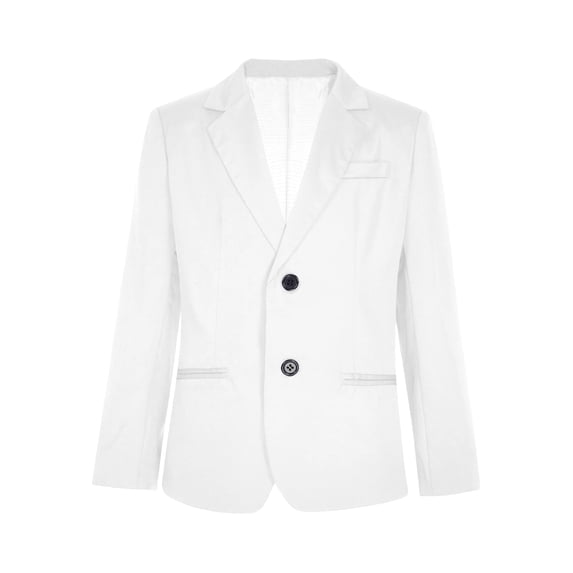 iixpin Kids Boys Long Sleeve Notch Lapel Formal Blazer Suit Jacket 2-Button Single Breasted Outerwear White 4