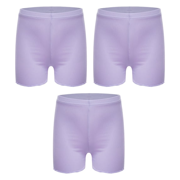 iixpin Kids Girls 3 Pack Ice Silk Shorts Dance Bike Shorts Gymnastics Yoga Athletic Bottom Safety Shorts Under Dress Purple 11-12
