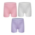 thumbnail image 1 of iixpin Kids Girls 3 Pack Ice Silk Shorts Dance Bike Shorts Gymnastics Yoga Athletic Bottom Safety Shorts Under Dress White&Pink&Purple 7-8, 1 of 6