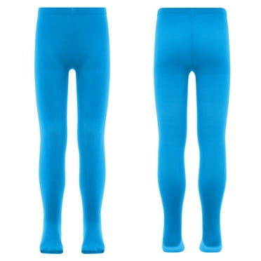 iixpin Kids Girls Ballet Dance Leggings Stretch Solid Color Footed Tights Gymnastic Fitness Workout Stockings Sky Blue 2-3