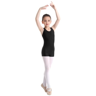 Unisex Kids Short Sleeve Solid Color Gymnastics Leotard Jumpsuit Unitard - Polyester/Spandex