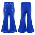 thumbnail image 1 of iixpin Kids Girls Boys Sequin Hip Hop Jazz Dance Pants Bell Bottom Flare Pants Stage Performance Disco Costume Royal Blue 15-16, 1 of 7