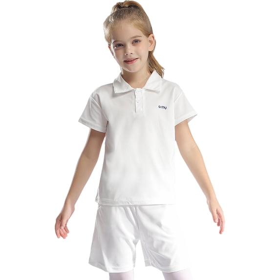 iixpin Kids Girls Boys Two-Piece Outfit Turn-Down Collar Short Sleeve Letter Embroidery T-shirt with White 130