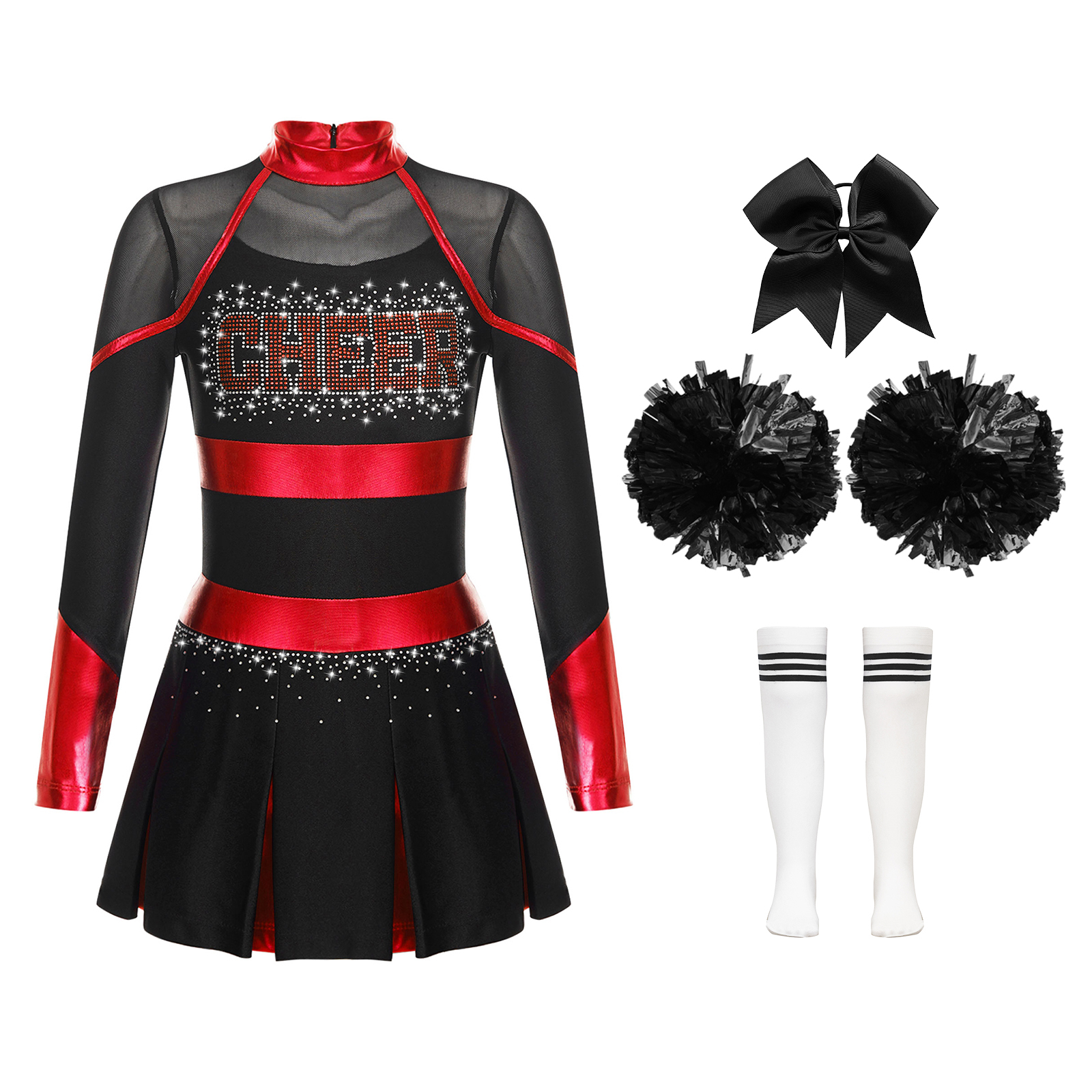 iixpin Kids Girls Cheer Leader Costume for Halloween Party Fancy Dress ...