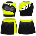 thumbnail image 1 of iixpin Kids Girls Cheerleading Outfits Rhinestones Crop Top with Skirt Cheer Dance Uniform Modern Dancewear Fluorescent Yellow 8, 1 of 6