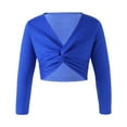 thumbnail image 1 of iixpin Kids Girls Dance Wrap Top Long Sleeve Ballet Dance Crop Top Velvet Inner Sweater Shrug Boleros Cardigan Royal Blue 15-16, 1 of 7