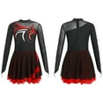 thumbnail image 1 of iixpin Kids Girls Figure Ice Skating Dress Long Sleeve Ballet Dance Dress Gymnastics Tutu Skirted Leotard Red 10, 1 of 6