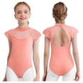 thumbnail image 1 of iixpin Kids Girls Floral Lace Sleeve Ballet Dance Unitard Gymnastics Leotard Sports Jumpsuit Bodysuit Dancewear Coral Pink 13-14, 1 of 6