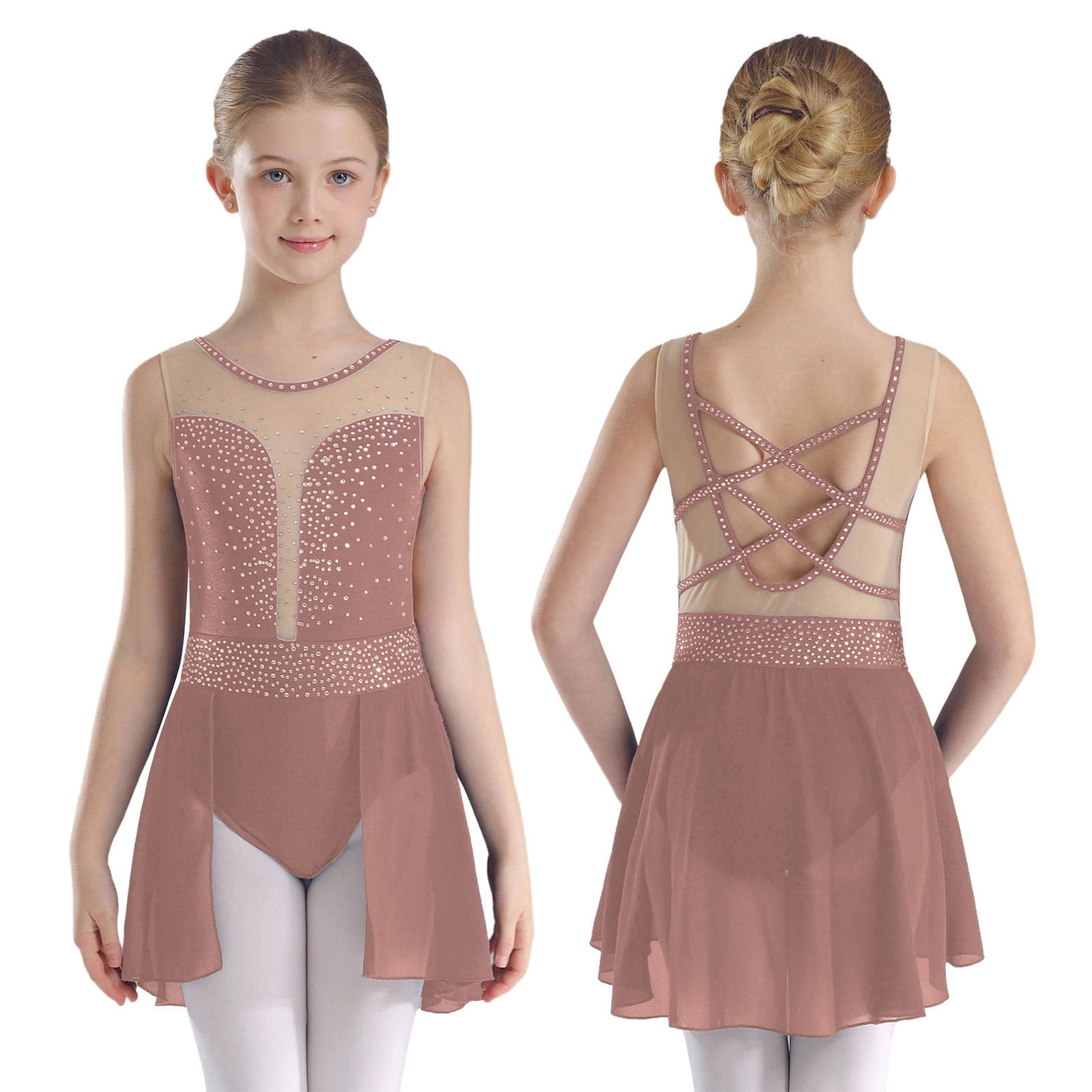 Abito Da Ballo Per Bambine, Vestito Lyrico Balletto Con Gonna A Balze, Costume Danza