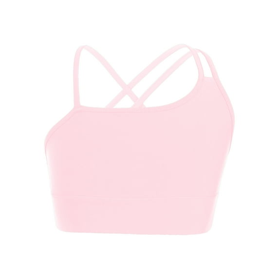 iixpin Kids Girls Sports Bra Gymnastics Yoga Crop Tops Ballet Dance Strappy Back Tank Vest Pink 12