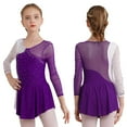 thumbnail image 1 of iixpin Kids Girls Long Sleeve Figure Ice Skating Dress Ballet Dance Leotard Competiton Costume Dancewear Purple 10, 1 of 6
