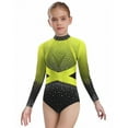 thumbnail image 1 of iixpin Kids Girls Long Sleeve Gymnastics Leotard Sparkly Rhinestone Cutout Back Figure Skating Dance Bodysuit Yellow 10, 1 of 5