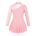 thumbnail image 1 of iixpin Kids Girls Long Sleeve Mock Neck Ballet Dance Dress Figure Ice Skating Skirted Leotard Dancewear Pearl Pink 4, 1 of 6