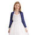 thumbnail image 1 of iixpin Kids Girls Long Sleeve Satin Bolero Shrug Ruffled Short Cardigan Flower Girl Dress Cover Up Navy Blue 8, 1 of 7