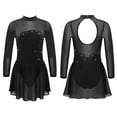 thumbnail image 1 of iixpin Kids Girls Long Sleeves Figure Ice Skating Dress Dance Ballet Gymnastics Leotard Competition Costume Dancewear Black 6, 1 of 7