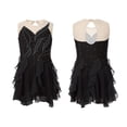 thumbnail image 1 of iixpin Kids Girls Lyrical Dance Dress Mesh Spliced Sleeveless Figure Skating Dresses Competition Dancewear Black 14, 1 of 6