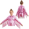 thumbnail image 1 of iixpin Kids Girls Metallic Fringe Bomber Jacket Outerwear Shiny Zipper Blazer Musical Party Performance Outfits Pink 8, 1 of 7