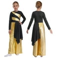 thumbnail image 1 of iixpin Kids Girls Metallic Long Sleeve Liturgical Lyrical Praise Dance Wide Leg Jumpsuit Worship Gown Robe Black 16, 1 of 5