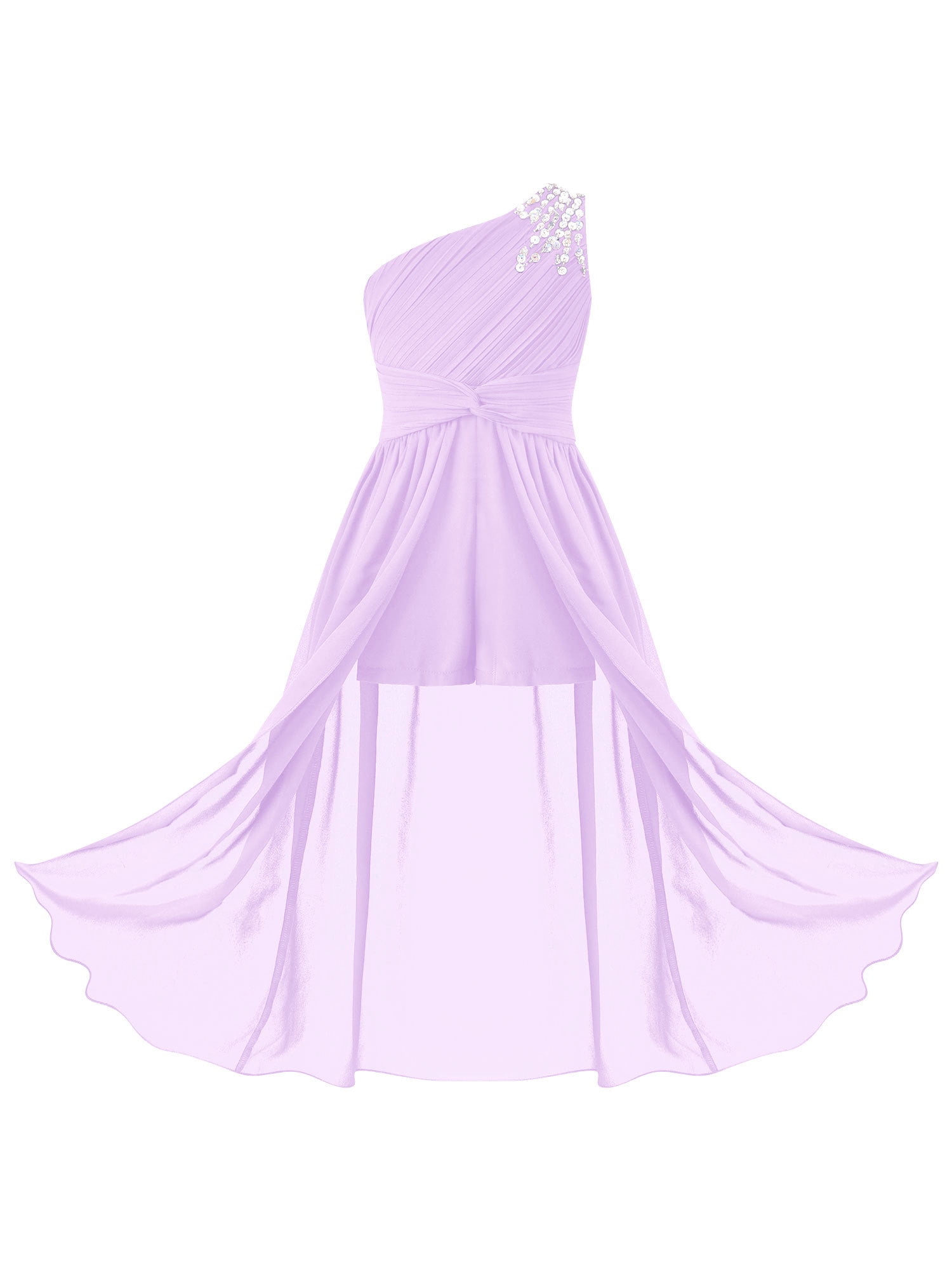 iixpin Kids Girls One Shoulder Junior Bridesmaid Dresses Sleeveless