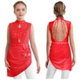 thumbnail image 1 of iixpin Kids Girls Rhinestone Applique Sleeveless Figure Ice Skating Dress Modern Lyrical Ballet Dance Outfits Red 12, 1 of 6