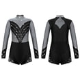 thumbnail image 1 of iixpin Kids Girls Rhinestone Ballet Dance Gymnastic Leotard Short Unitard Jumpsuit Figure Ice Skating Costume Silver Grey 8, 1 of 7