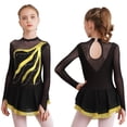 thumbnail image 1 of iixpin Kids Girls Rhinestone Figure Ice Skating Dress Long Sleeve Gymnastic Leotard Skirt Ballet Dancewear Costume Yellow 8, 1 of 6