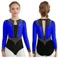 thumbnail image 1 of iixpin Kids Girls Rhinestones Gymnastics Leotard Long Sleeve Figure Skating Bodysuit Lyrical Dancewear Blue 12, 1 of 6
