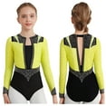 thumbnail image 1 of iixpin Kids Girls Rhinestones Gymnastics Leotard Long Sleeve Figure Skating Bodysuit Lyrical Dancewear Fluorescent Yellow 10, 1 of 7