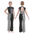 thumbnail image 1 of iixpin Kids Girls Sequin Dance Jumpsuit Jazz Hip Hop Disco Party Bodysuit Full Body Unitard Romper Leotard Black 10, 1 of 6